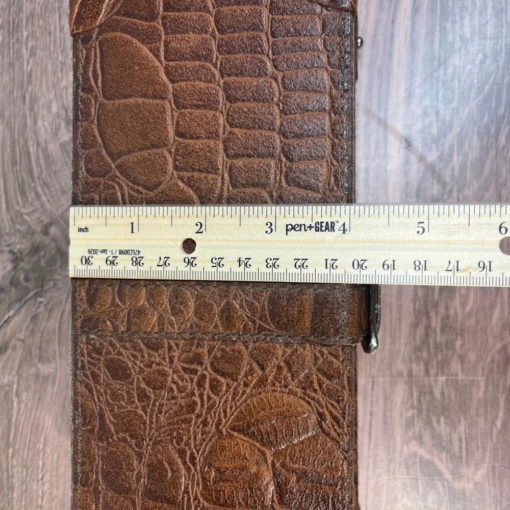 Watch Box Brown Faux Croc Embossed 4-Slot Travel Accessory Case Organizer